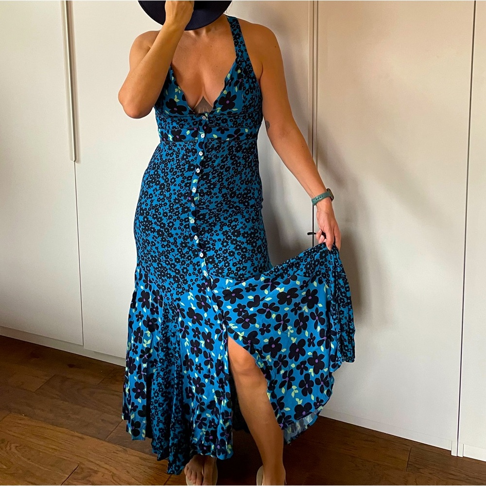 Stunning Free People Dewberry maxi dress in cobalt- adjustable maxi Large
